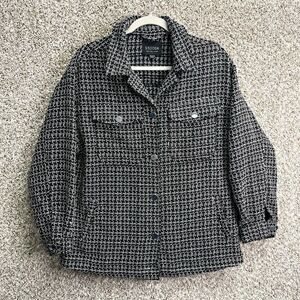 Stoosh Jacket Women’s Small Black and White Tweed Long Sleeve Double Pocket